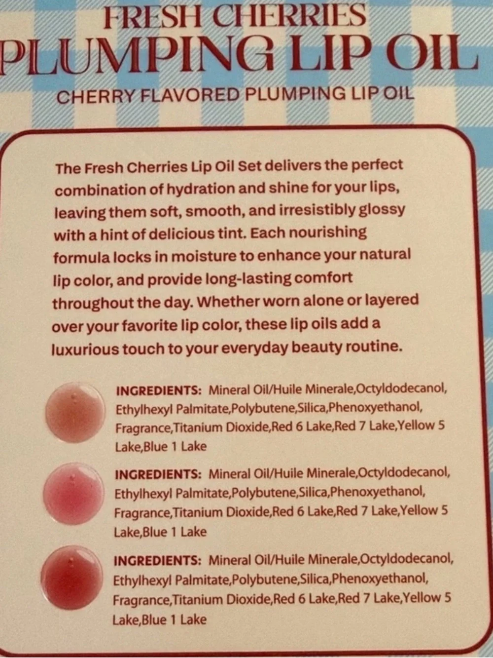 (2) New Celavi Fresh Cherries Lip Plumping Oil